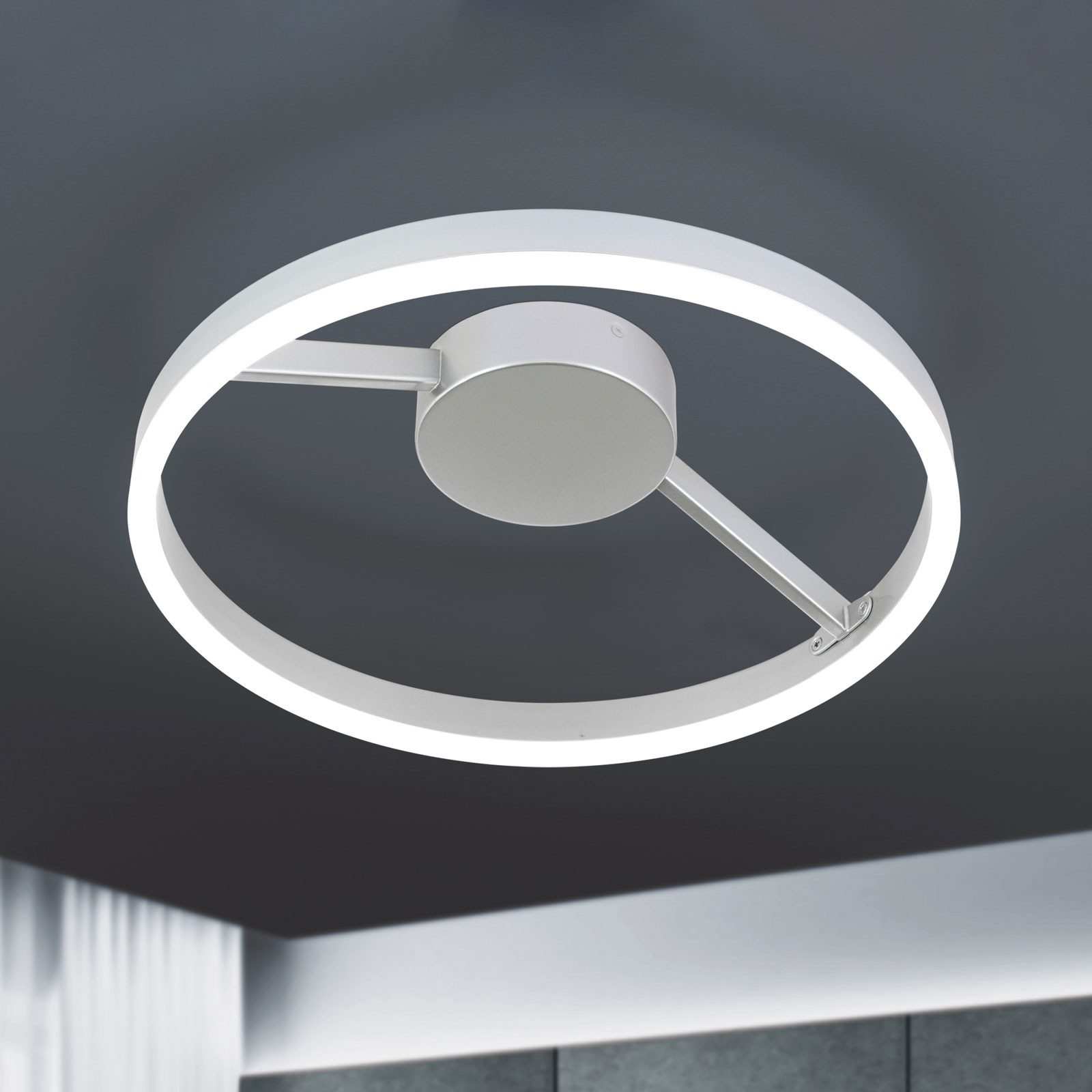 ORION Plafonieră LED Robert Ø 40 cm - Camera de zi / sufragerie - modern - aluminiu mat - Metal