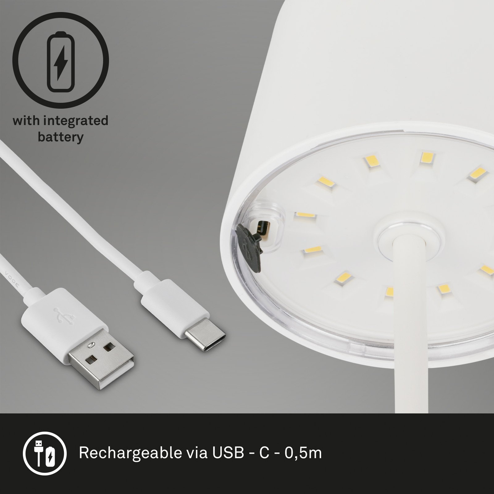 LED-Tischleuchte Piha mit Akku, weiß