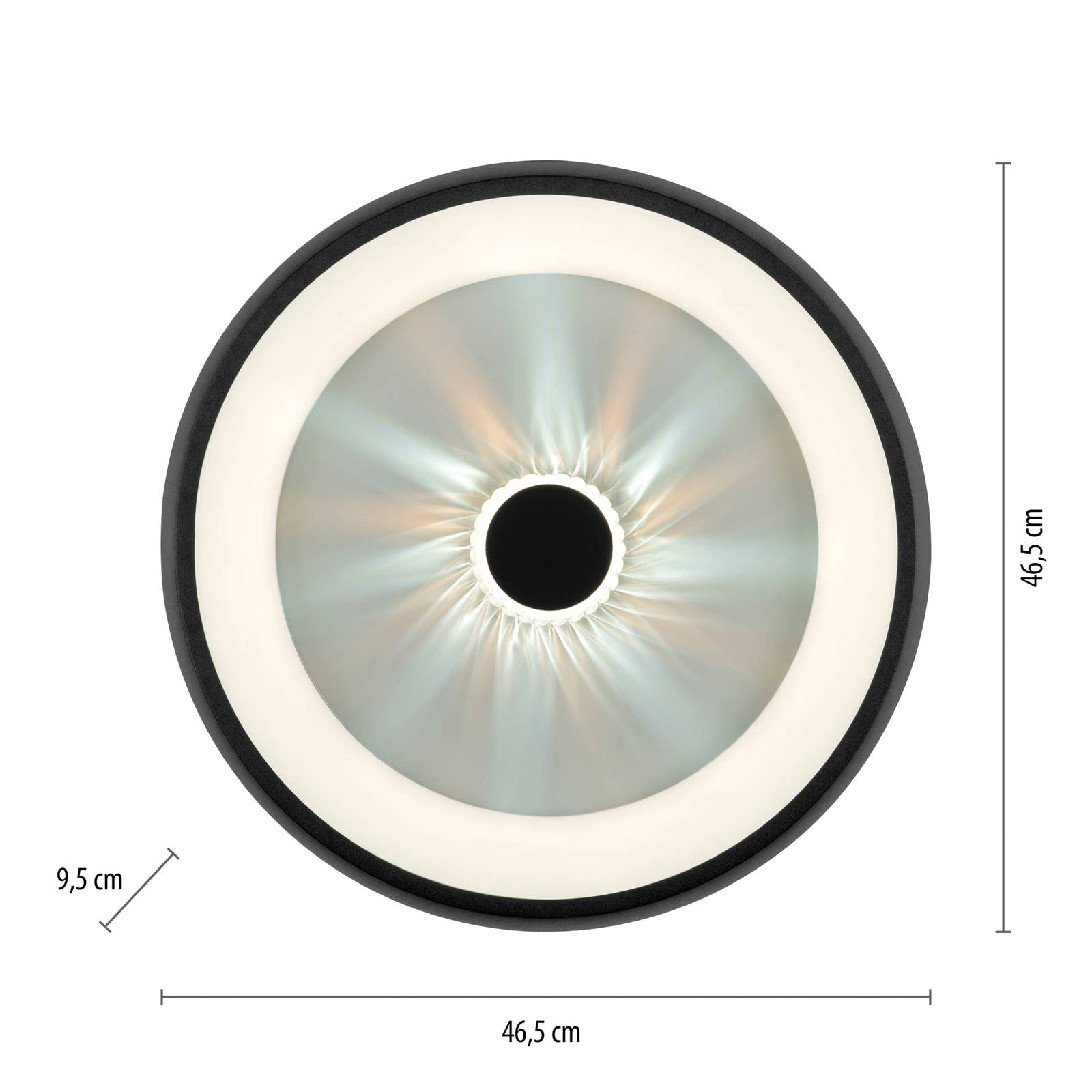 Lampa sufitowa LED Vertigo, CCT, Ø 46,5 cm, czarna