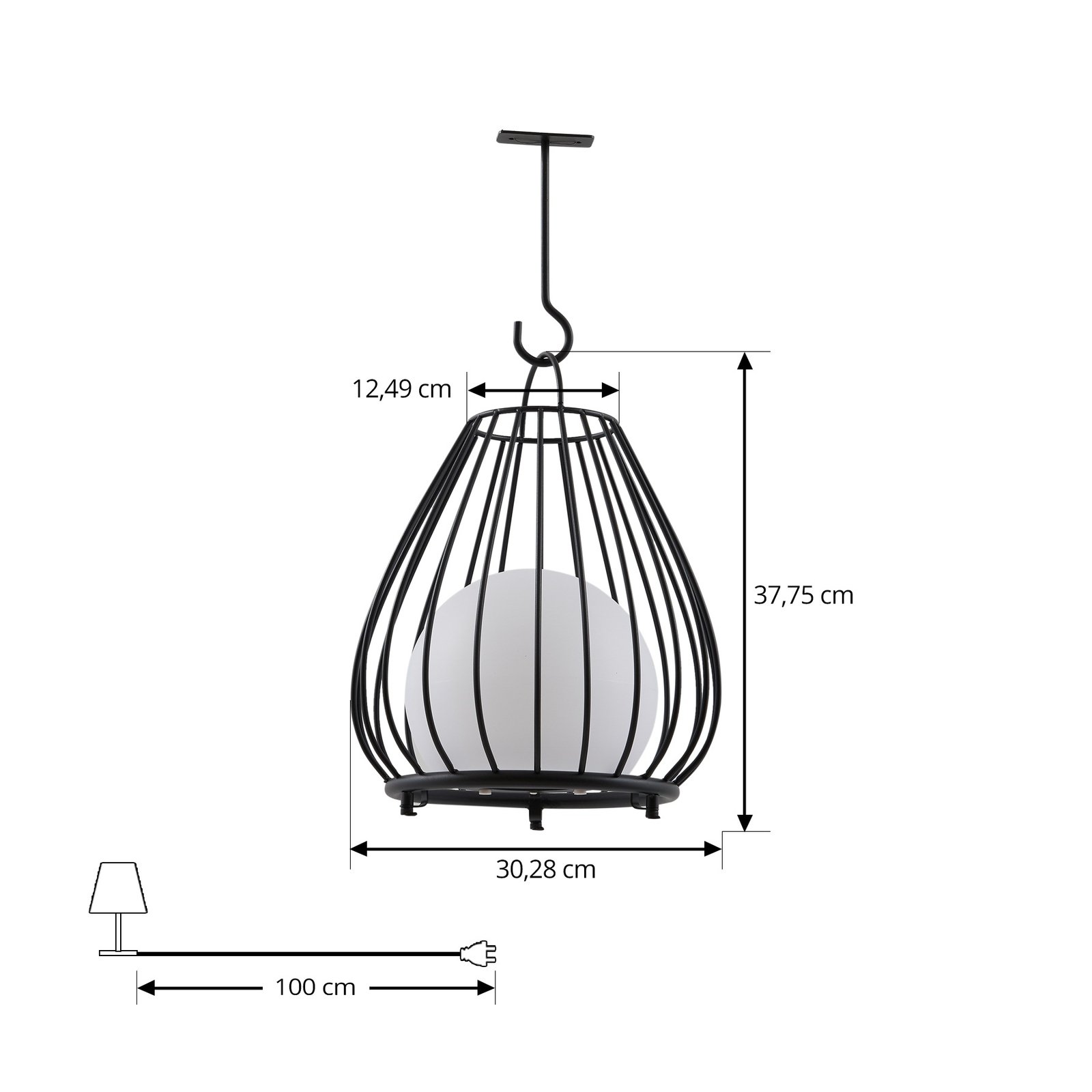Kelda Portable Cellule solaire Lampe de Table Noir - Lindby