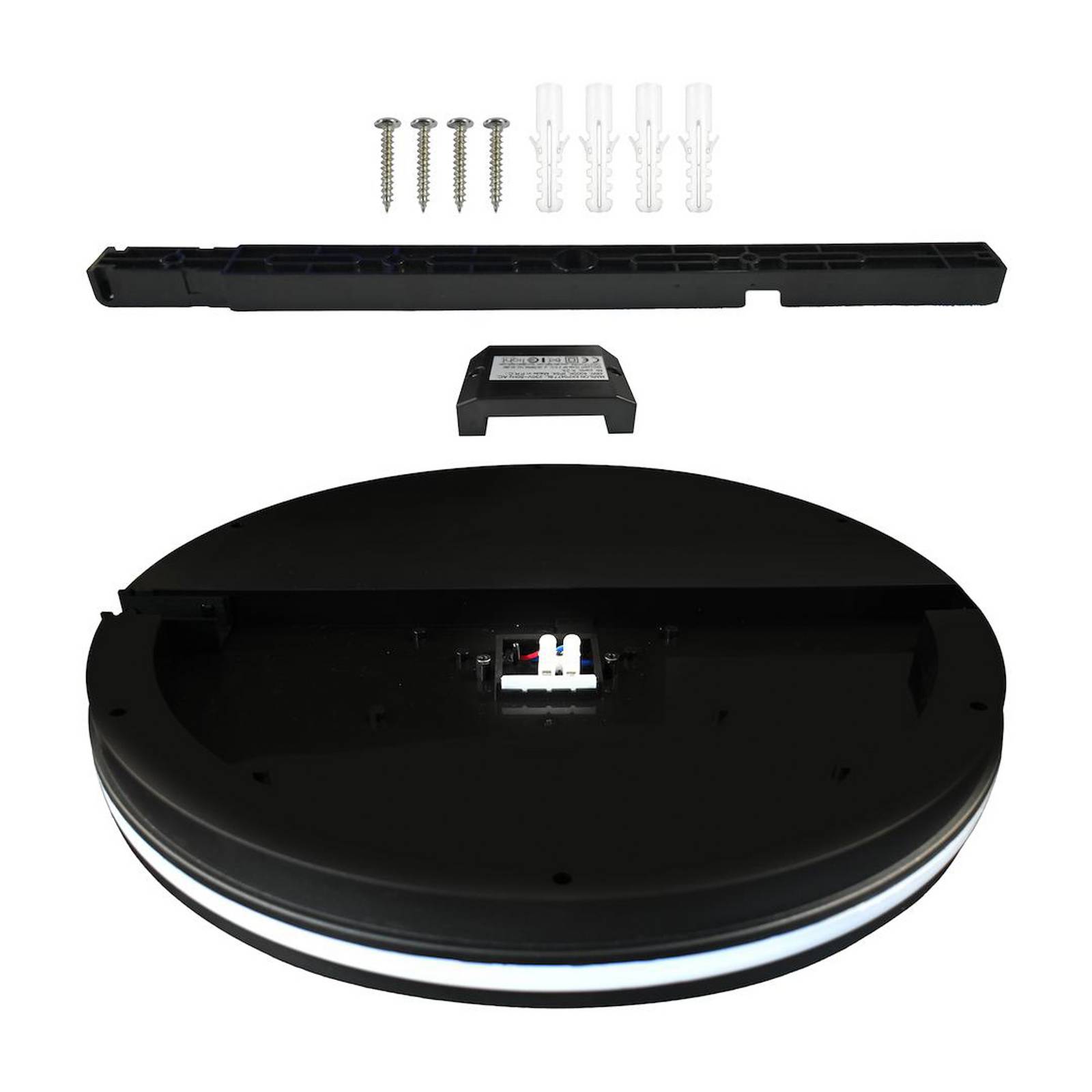 Lampa sufitowa LED Marlon, Ø 22 cm, czarna, tworzywo sztuczne, IP54