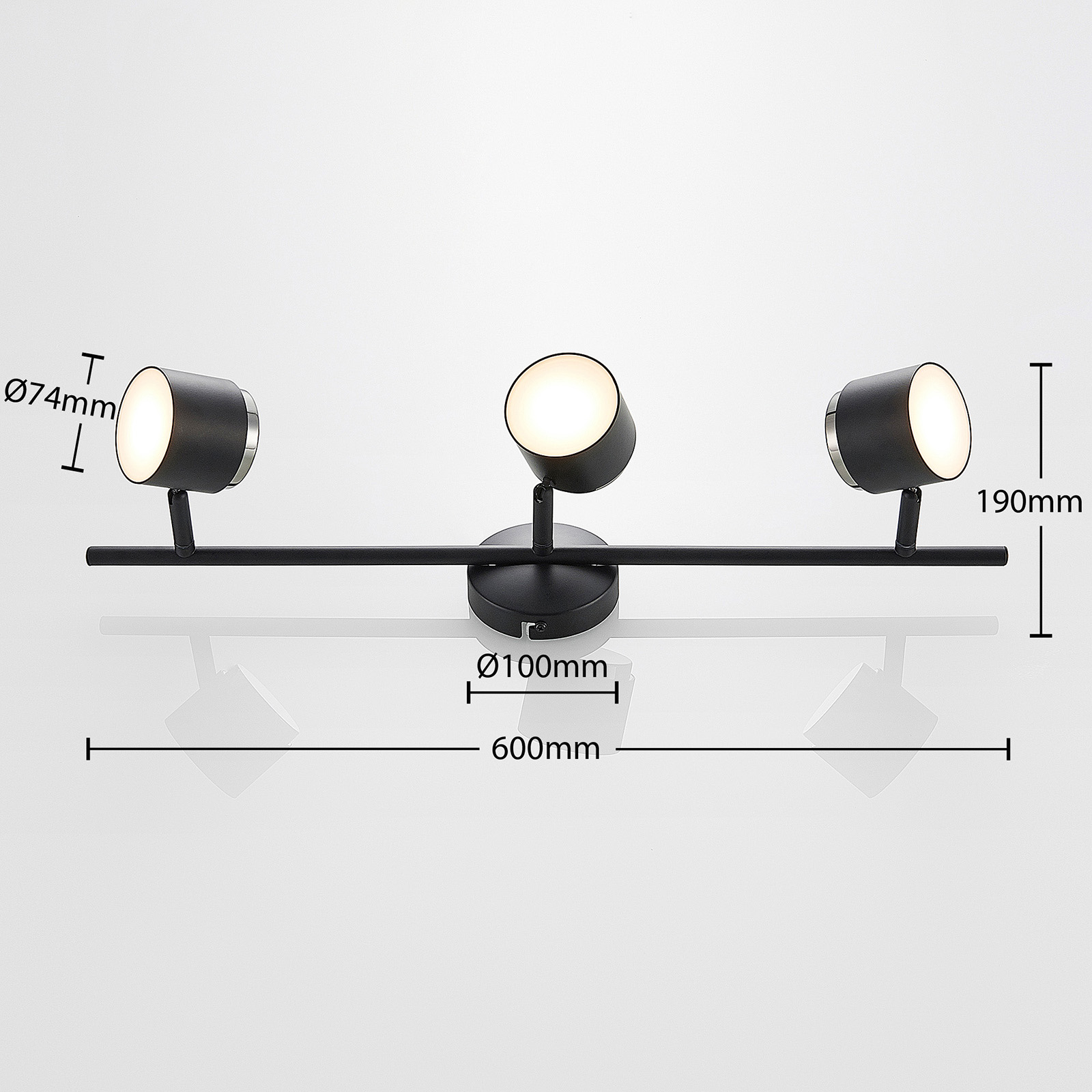 Lindby Marrie LED bodové světlo, černé, 3žár., tyč