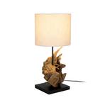 Stolní lampa Filicudi, béžová/dřevěná barva, výška 60 cm, plátno