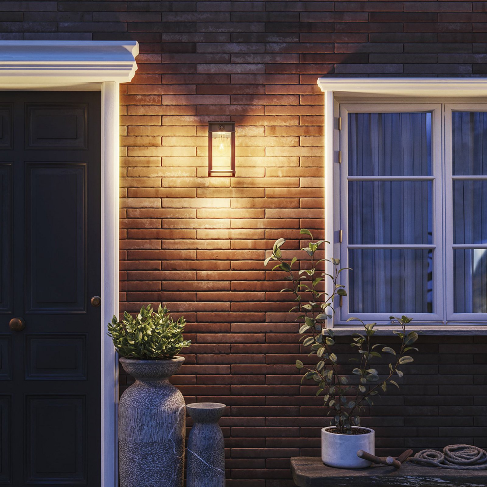 Philips LED solárne vonkajšie nástenné svietidlo Geri UE senzor, hranaté, IP44