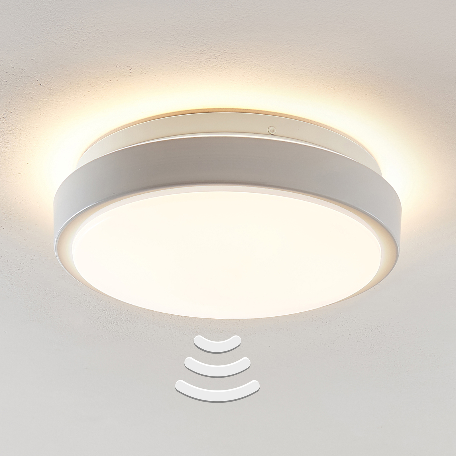 Lindby Camille LED ceiling lamp Ø 26 cm white, for Living / Dining Room, metal, plastic, 8 W, energy efficiency: A+, H: 8.5 cm