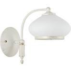 Astoria wall light with a glass lampshade, white