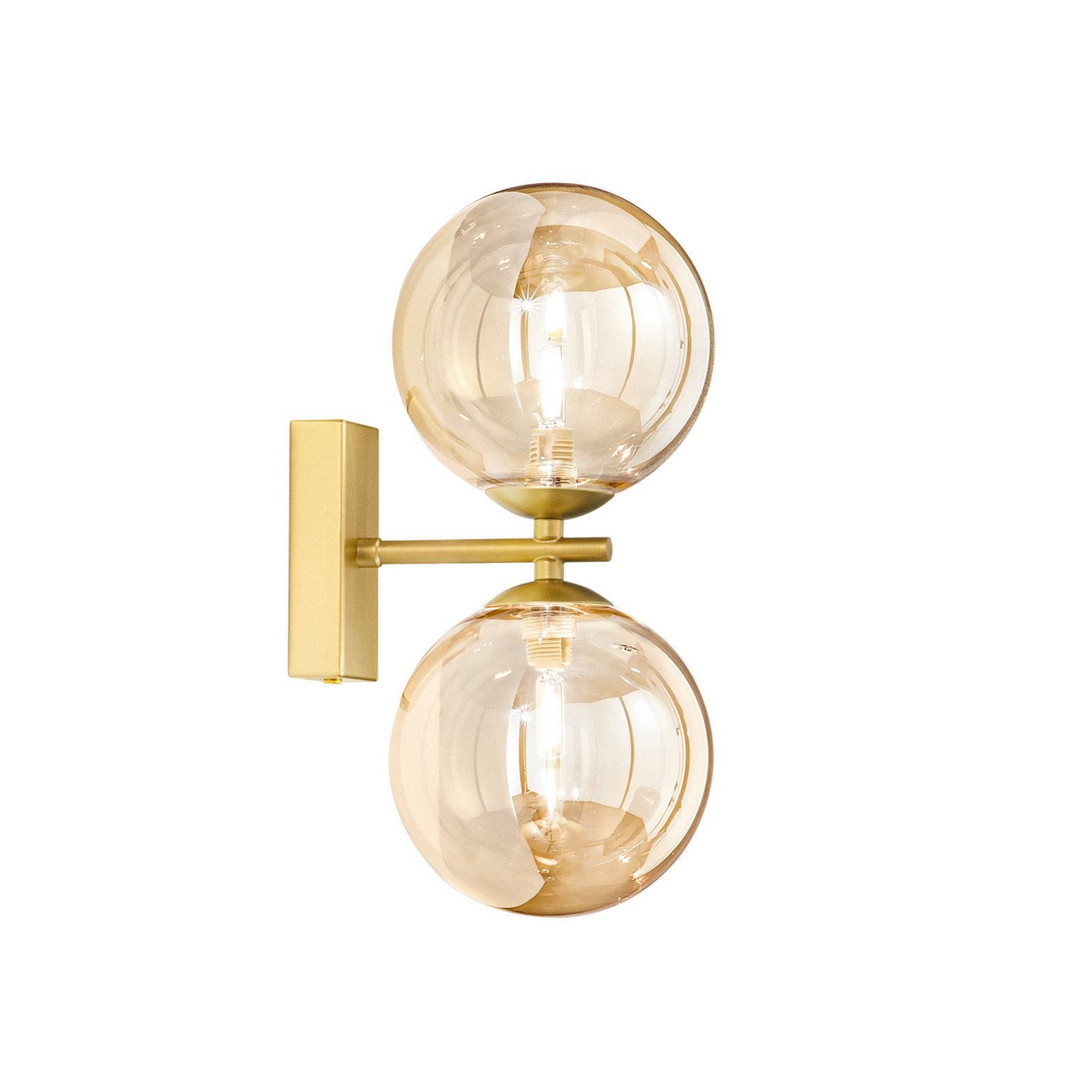 Luce Ambiente Design Aplică HONEY înălțime 23 cm culoare alamă/crem 2 becuri. - Camera de zi / sufragerie - alamă crem - Sticlă