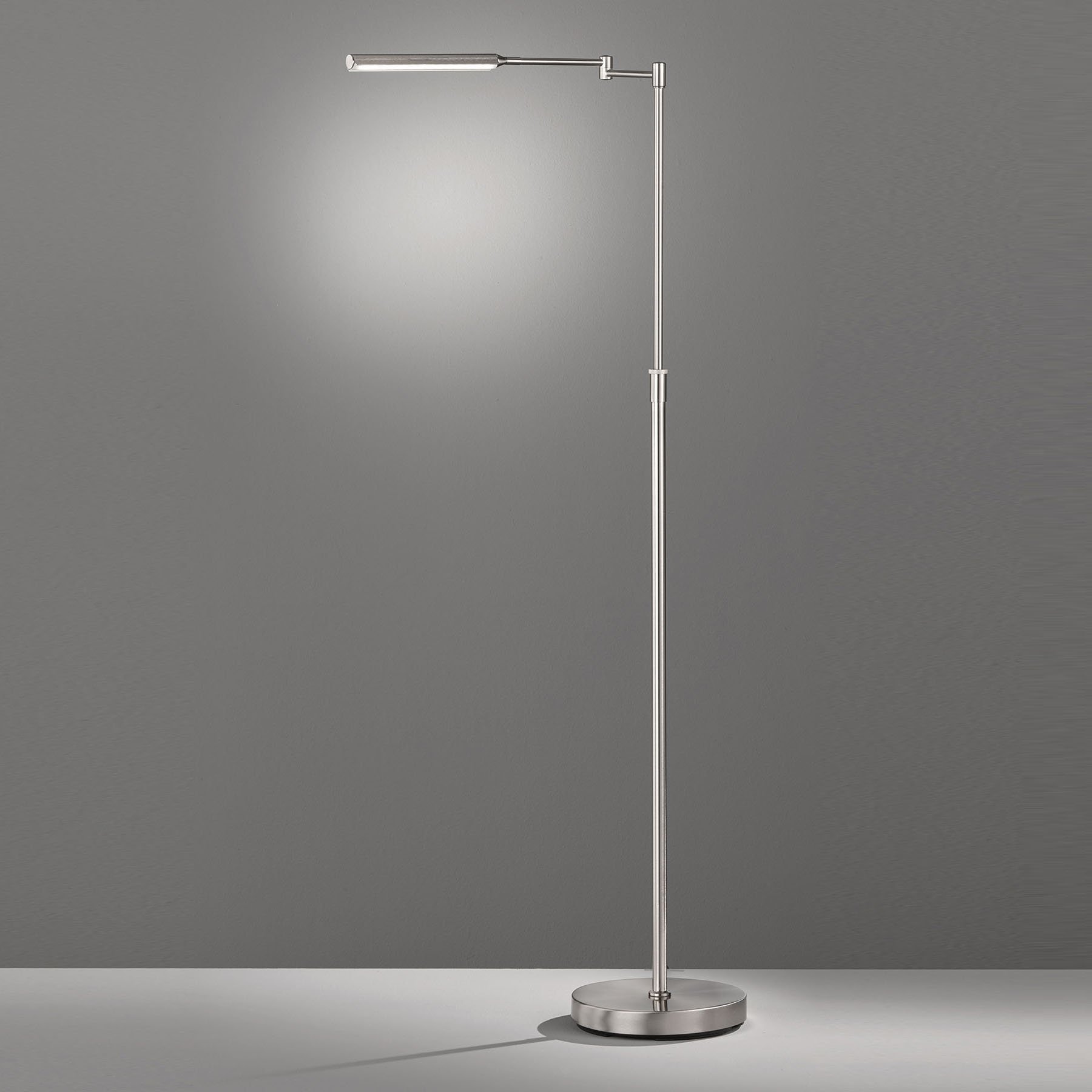 Fischer & Honsel Nami LED floor lamp with foot dimmer, nickel, for Living / Dining Room, metal, 6 W, energy efficiency: A+, H: 130 cm