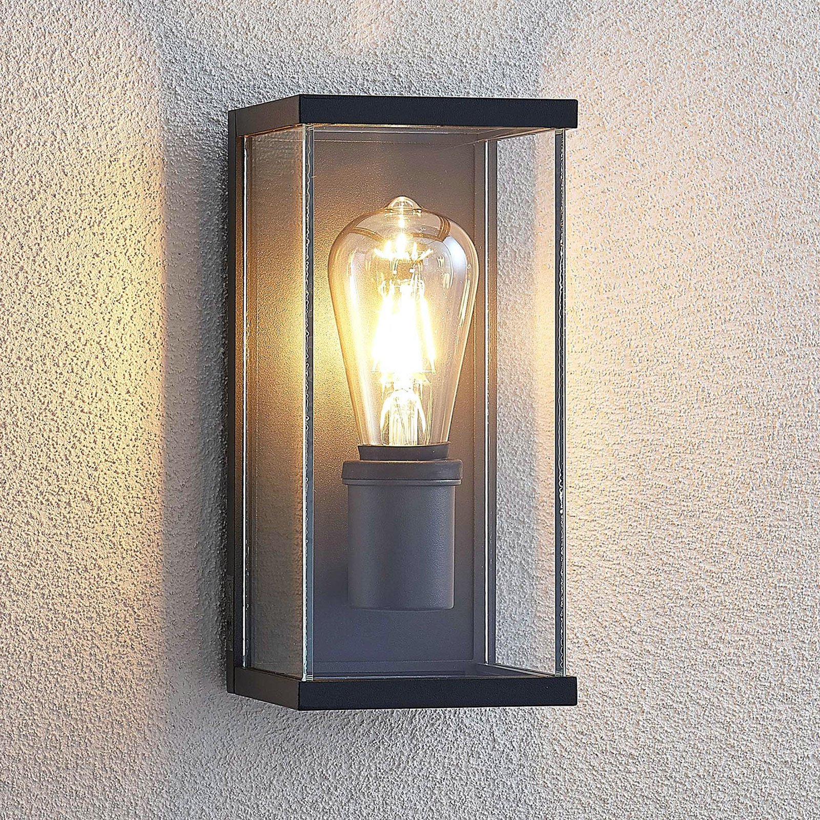 Susanne outdoor wall light, angular, glazed, set of 2