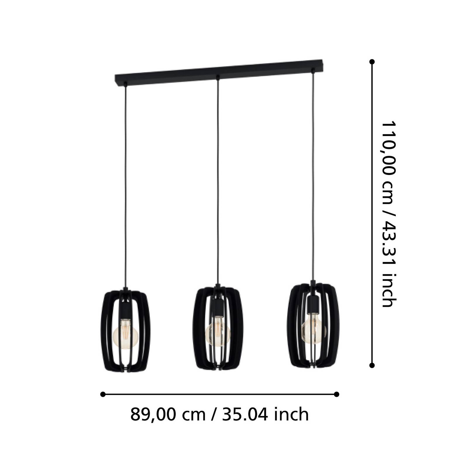  Eglo Lampa Wisząca Bajazzara, Trzy Klosze, Czarna 