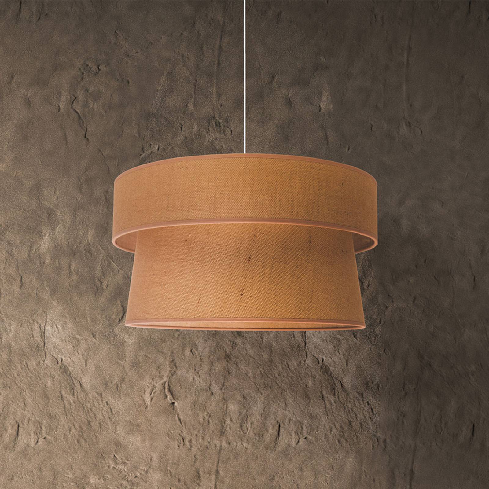 Hänglampa Etnic, dubbelskärm, brun jute