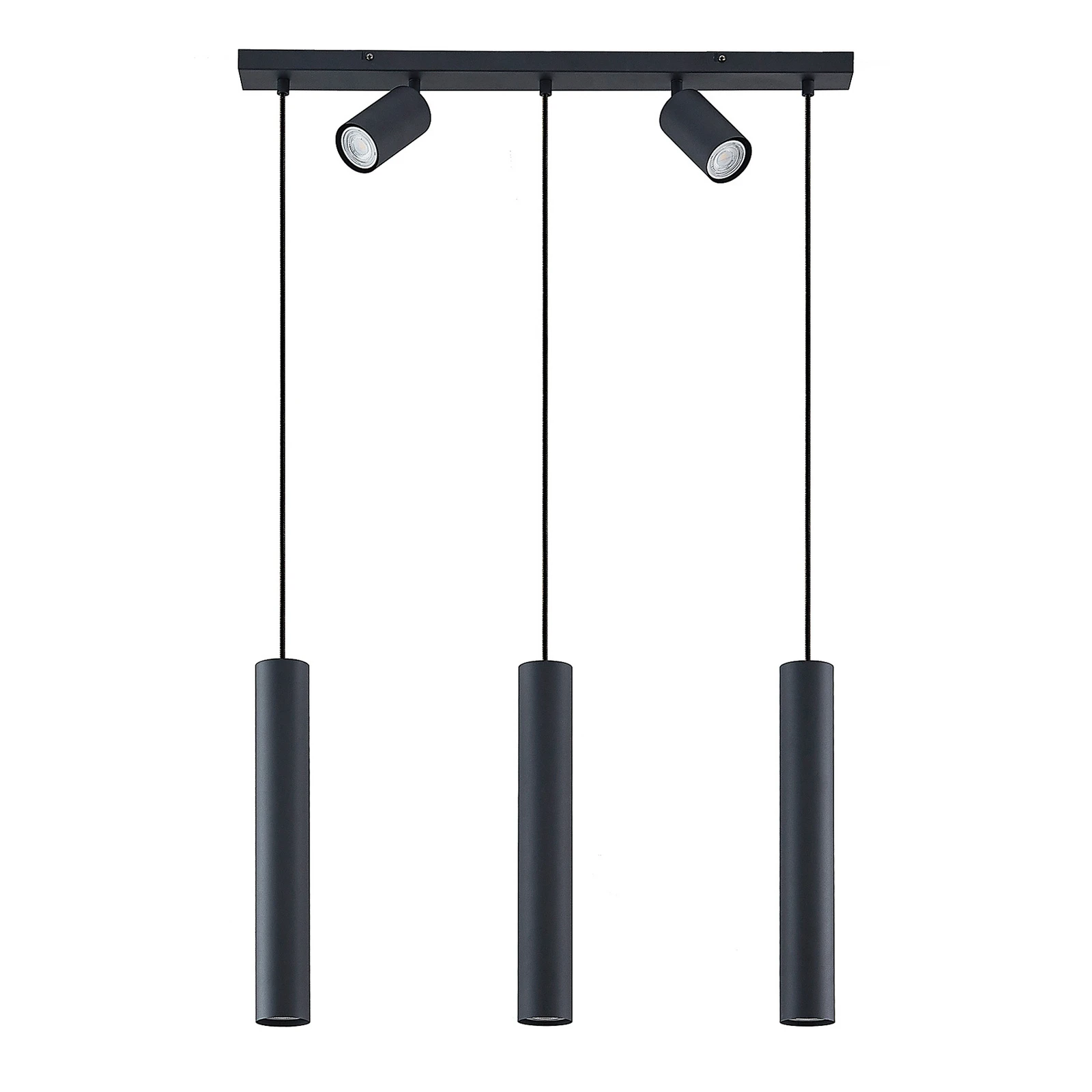 Lampă suspendată Lindby Sanad, 70 cm, 5 becuri, negru, GU10