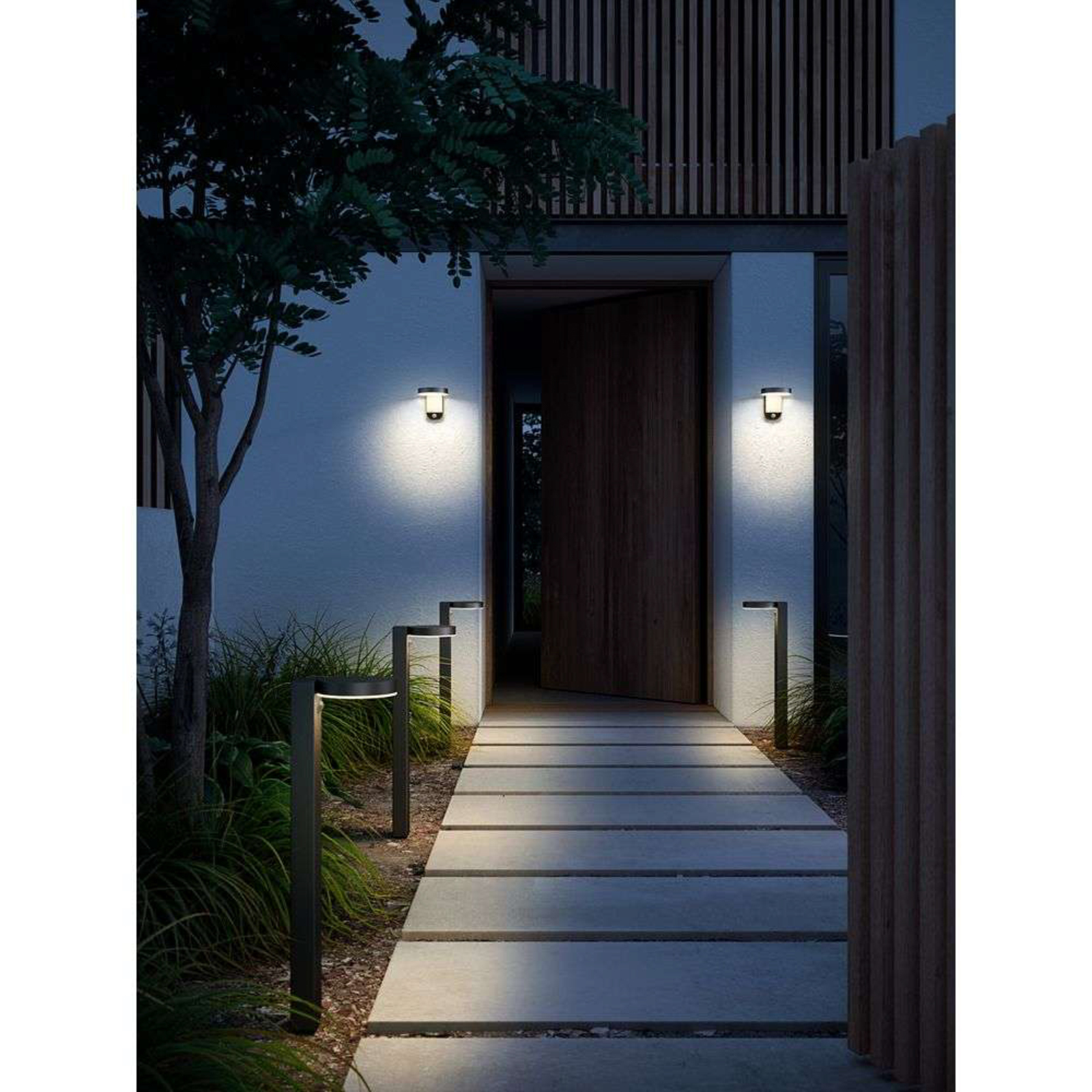 Rica Round LED Célula Solar Candeeiro de Parede Black - Nordlux