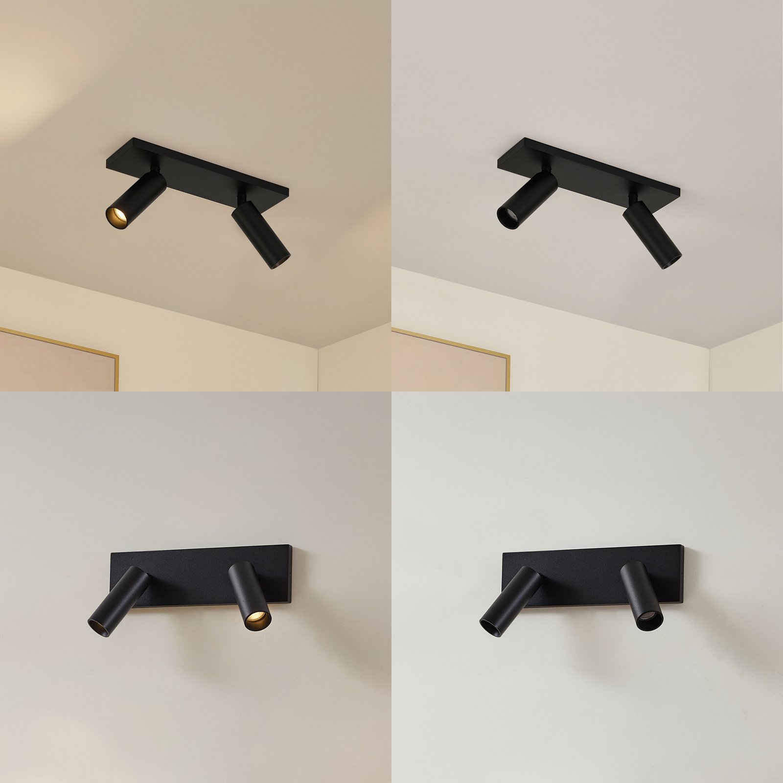 Arcchio Brinja Slim ceiling spotlight, black, 2-bulb GU10 MR11
