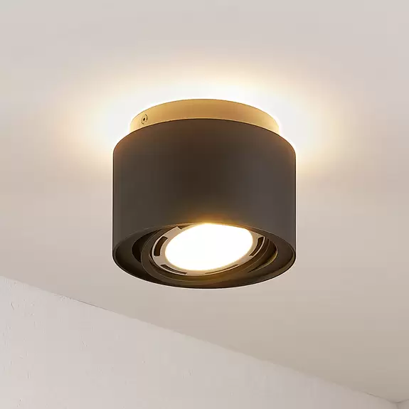 Lampenwelt Arcchio Deckenlampe Walisa, Ø 15,35 cm, schwarz, Alu