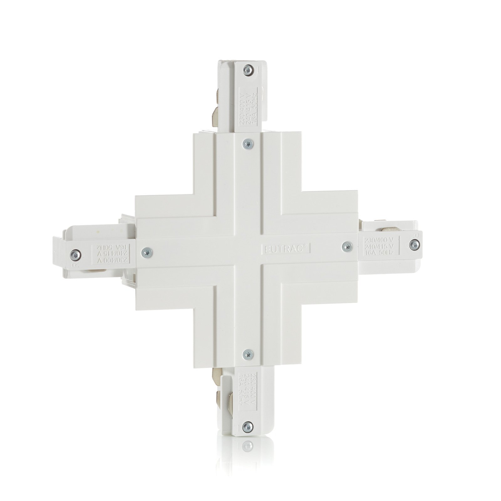Eutrac X-koppling för 3-fas-inbyggnadsskena, vit