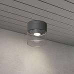LED buiten plafondlamp Varese grijs, glascilinder