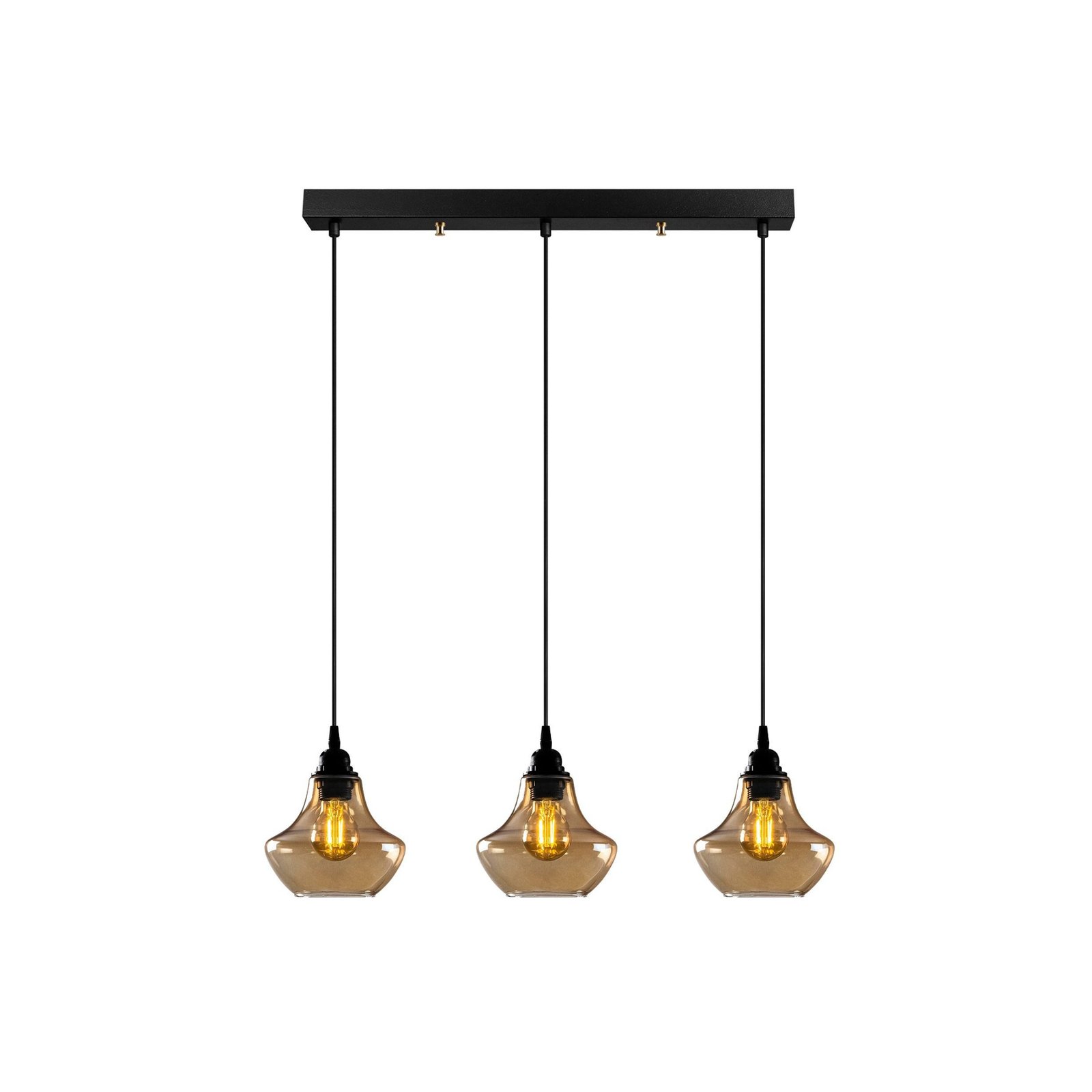 Pendant light Gold 052, gold-transparent, glass 3-bulb long