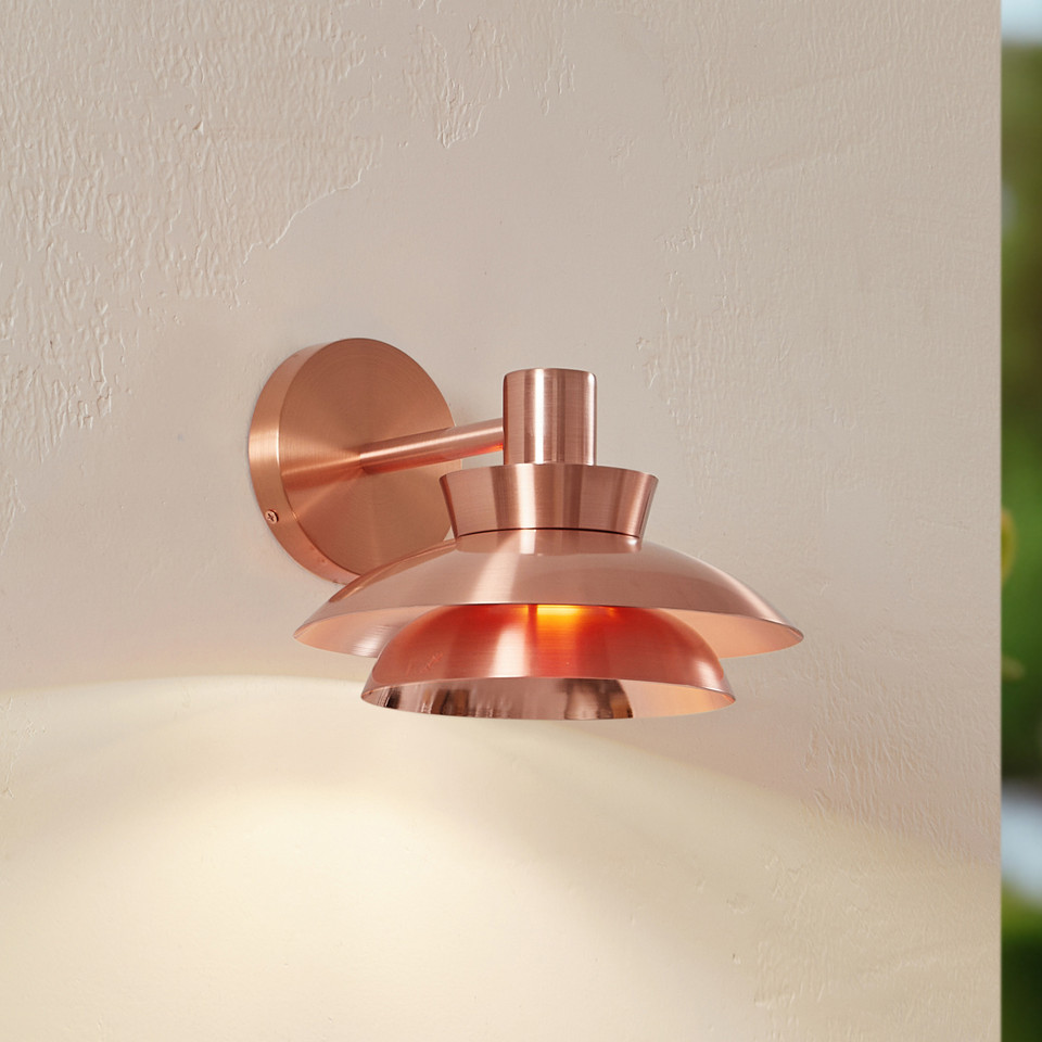 Lucande Thais utomhusvägglampa stål kopparfärgad, koppar från Lucande