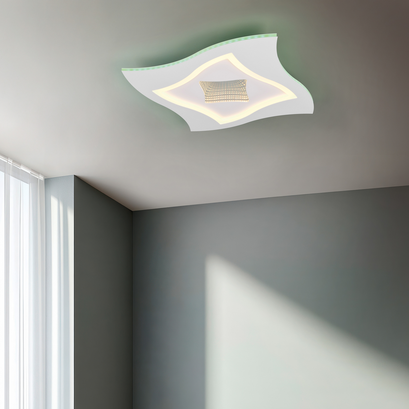 LED-taklampa Klint, längd 50 cm, matt vit, metall RGBW LED-taklampa Klint, längd 50 cm, matt vit, metall RGBW