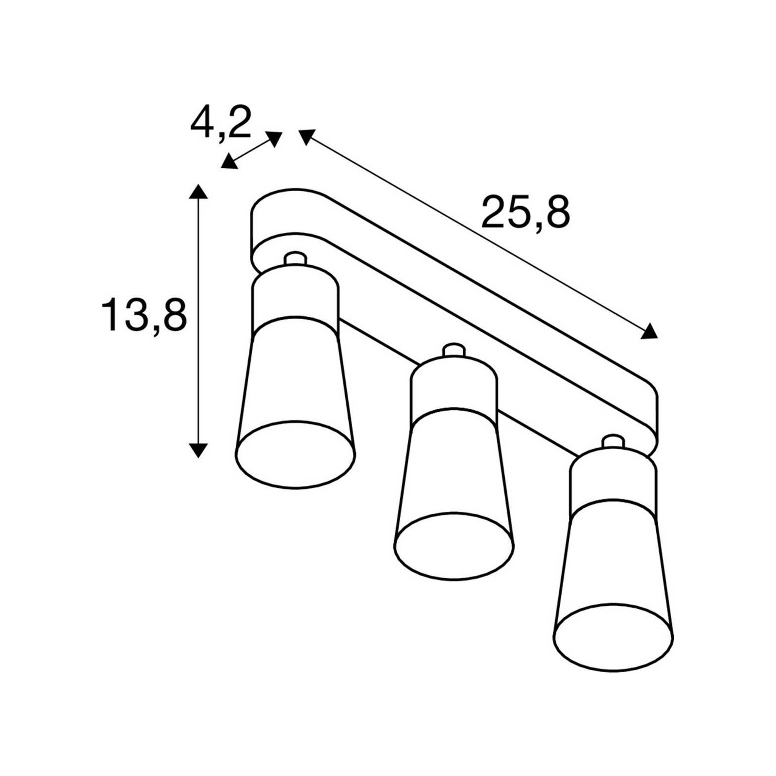 SLV Lampa sufitowa Puri 2.0 Cone, biała, długość 26 cm, 3-punktowa.