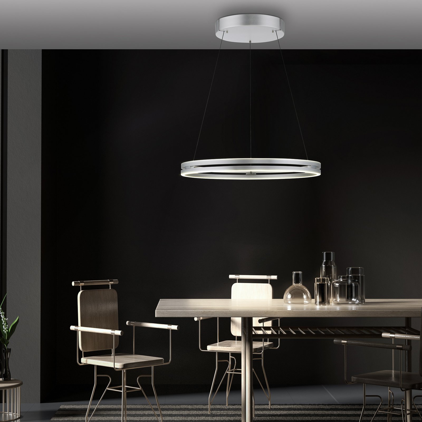 Lampada LED a sospensione PURE E-Loop alluminio Ø 70 cm Alluminio CCT
