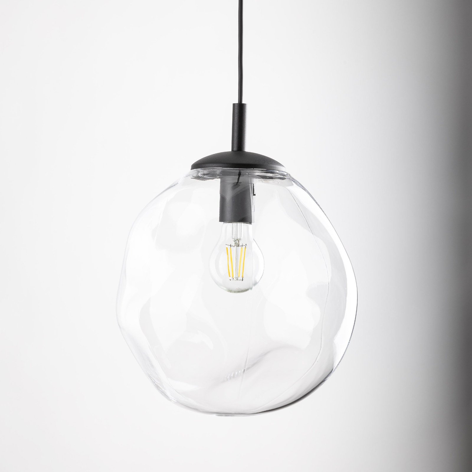 Sol Mini pendant light, glass, Ø 25 cm, black/clear
