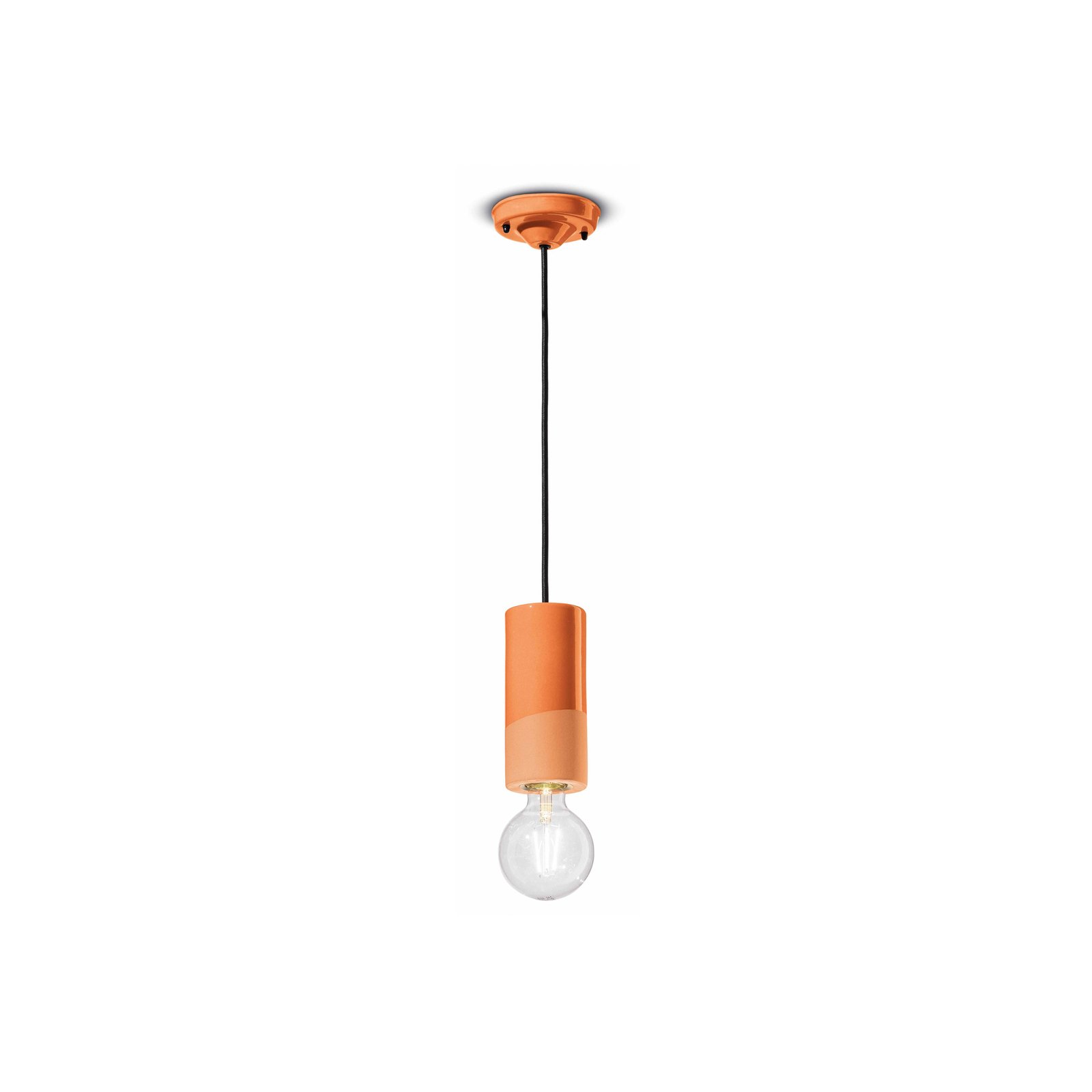 Lampada a sospensione PI, cilindrica, Ø 8 cm arancione