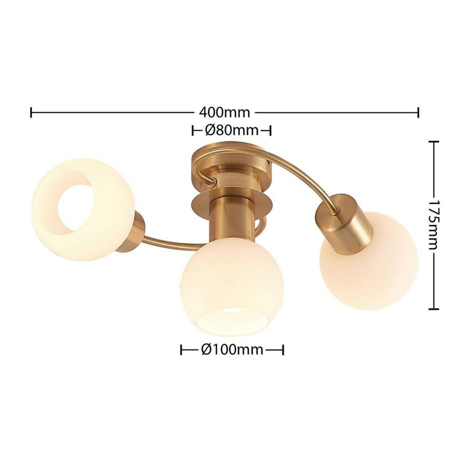 Ciala 3 Candeeiro de Tecto Brass/Opal - Lindby