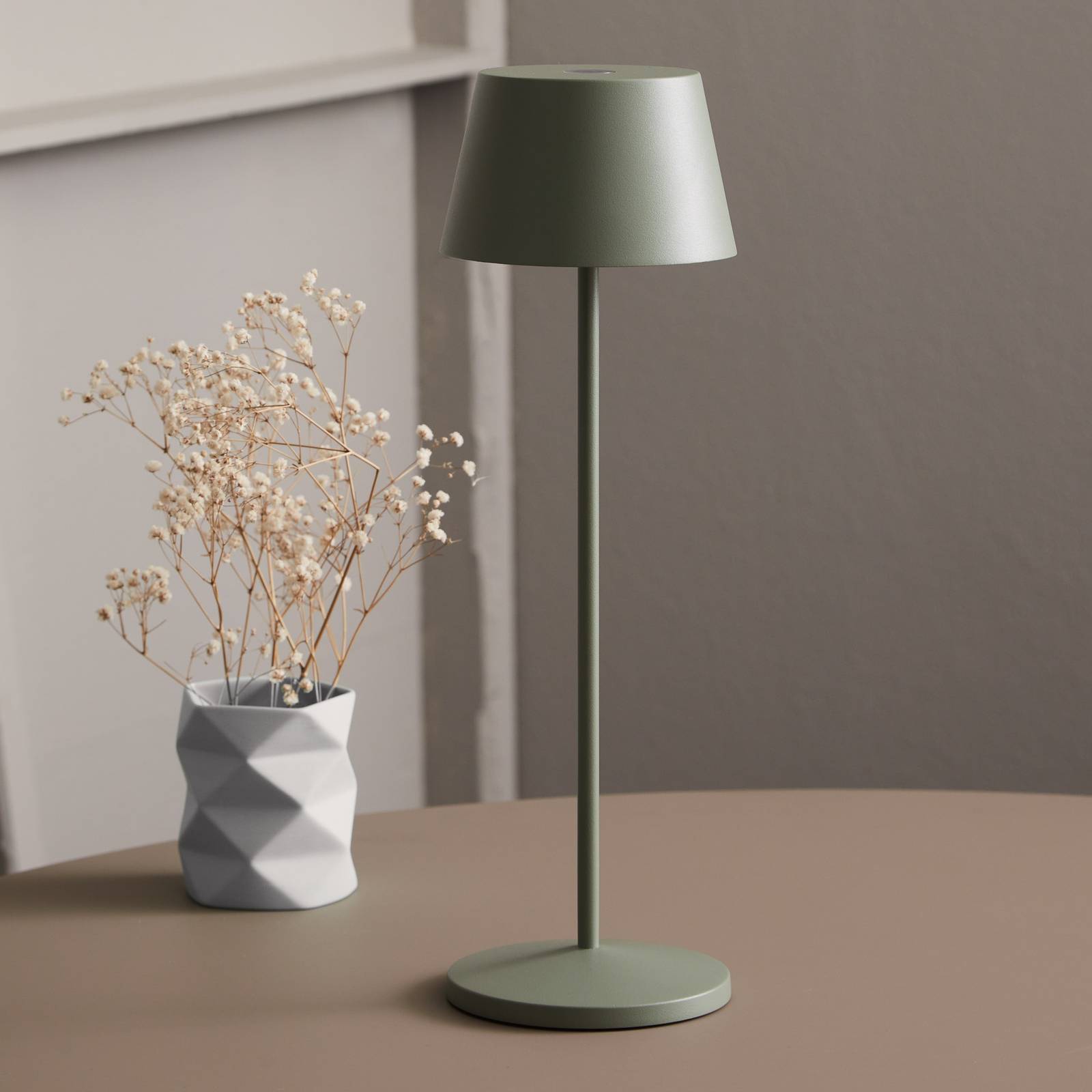 LOOM DESIGN loom Modi LED terraslamp, groen-grijs, voor woon-/ eetkamer, aluminium, 2.2 W, H: 35.8 cm