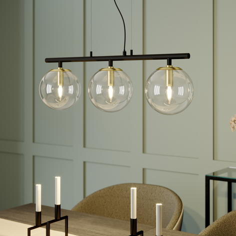 Lucande Sotiana -riippuvalo lasikuulilla, 3-lamp.