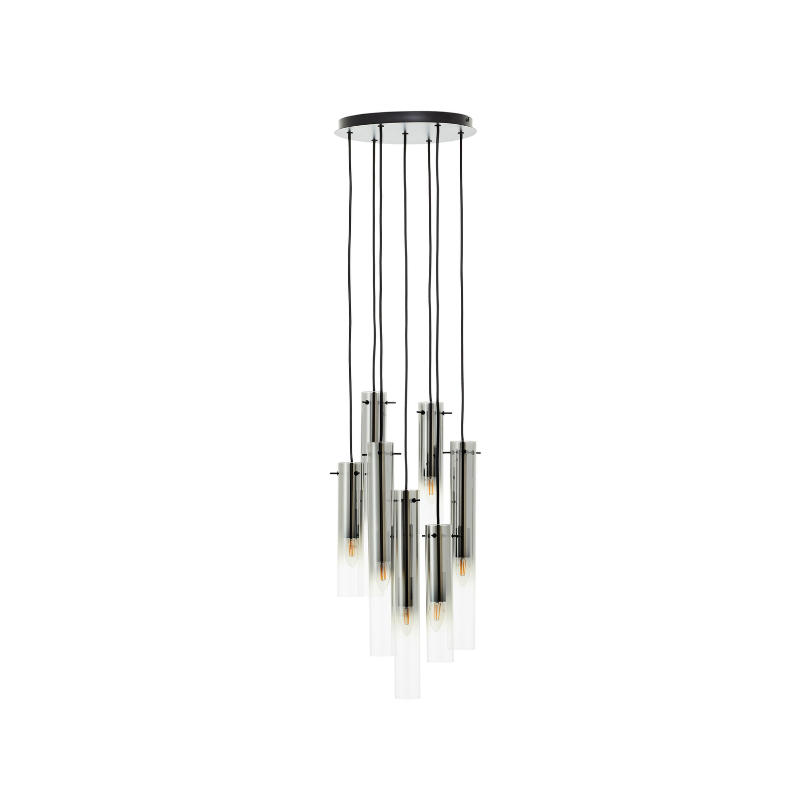 Hanglamp Glasini, Ø 32 cm, rookgrijs, 7-lamps, glas