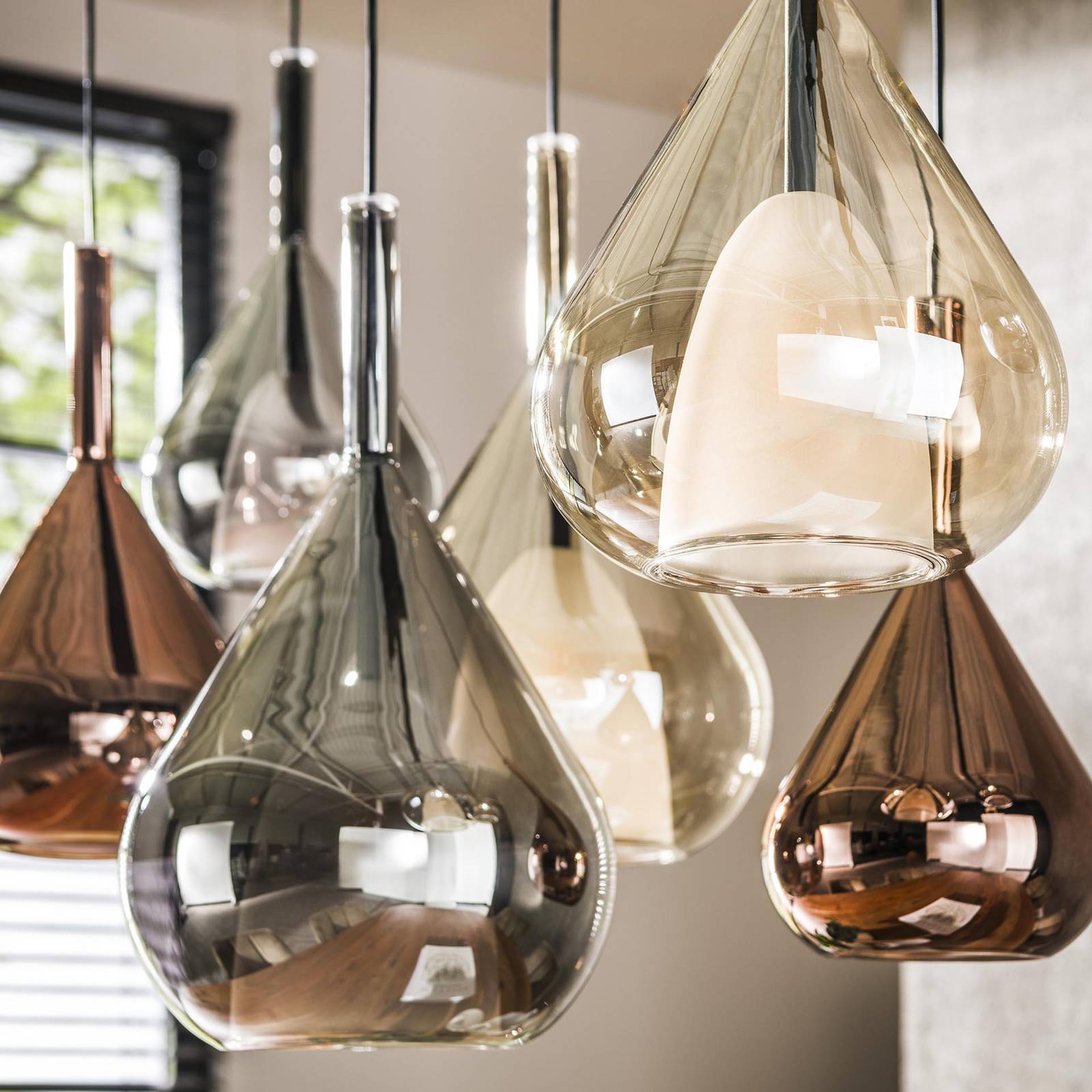Lampa wisząca mieszana Aurelie, 7-punktowa, szklana, wielokolorowa