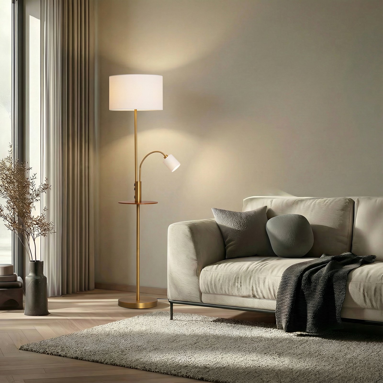 Aovan Lampadaire w/USB Bronze - Lindby Aovan Lampadaire w/USB Bronze - Lindby