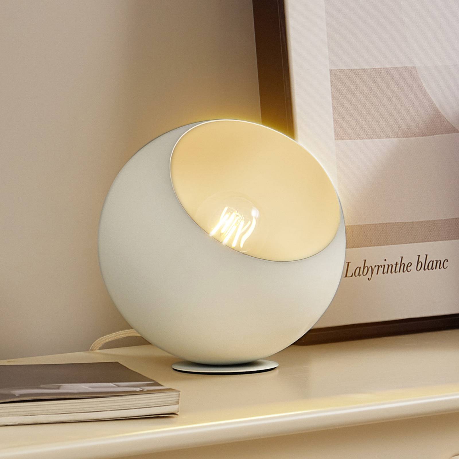 Lindby lampe à poser Solomia beige fer Ø 20 cm