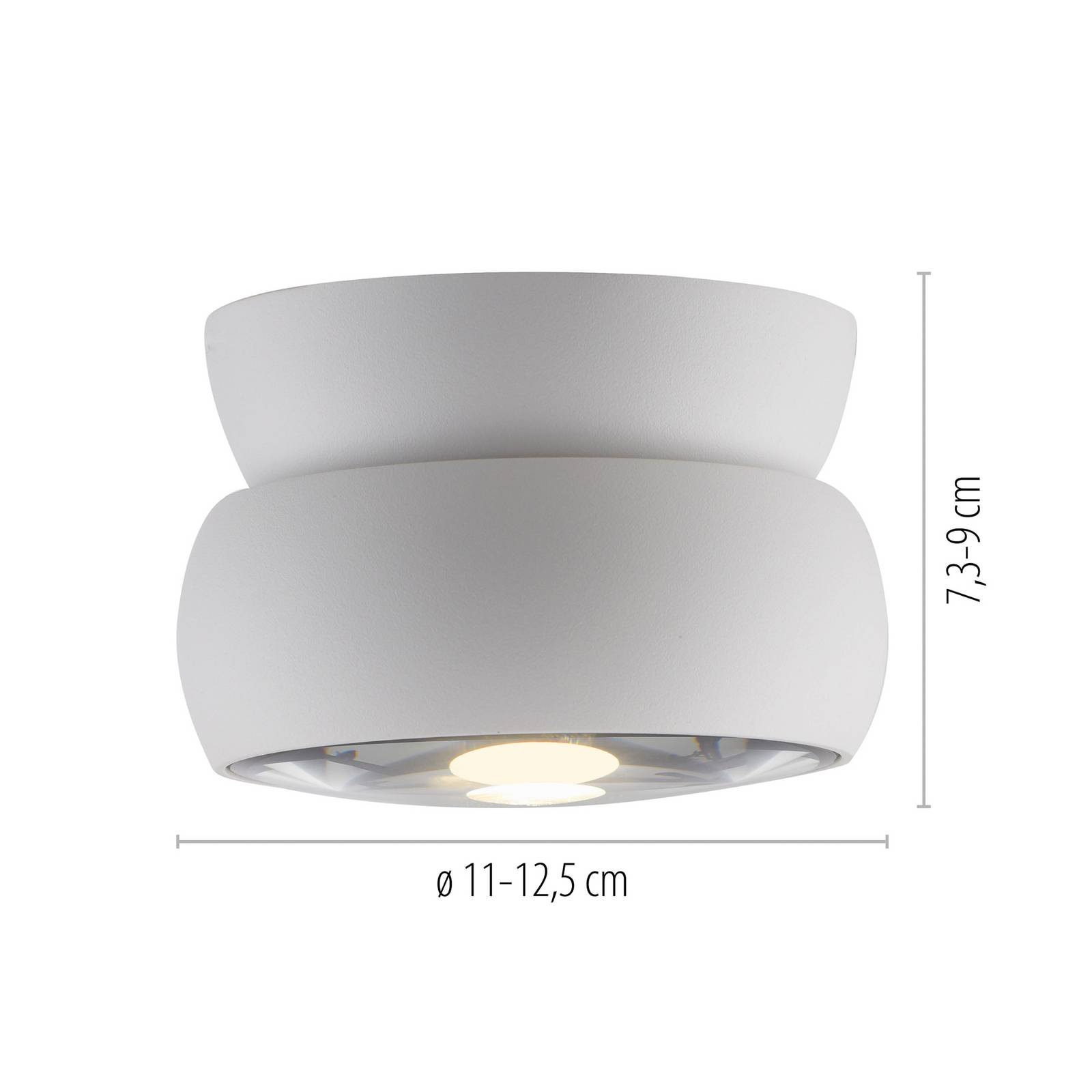 PURE LED-Deckenspot Move, weiß, Ø 12 cm, Metall/Glas günstig online kaufen