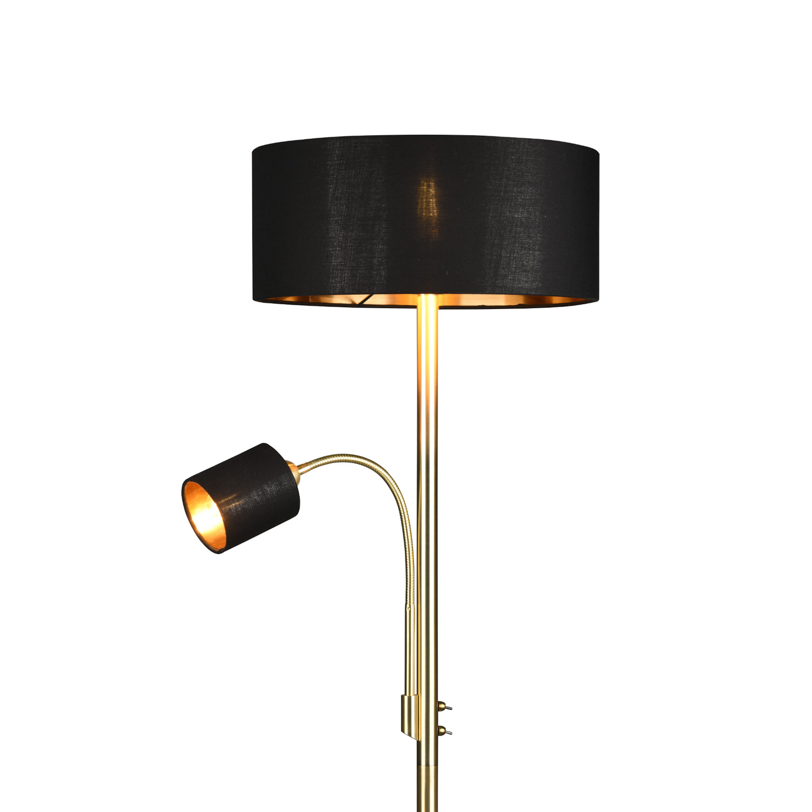 Motel floor lamp with reading lamp, matt brass
