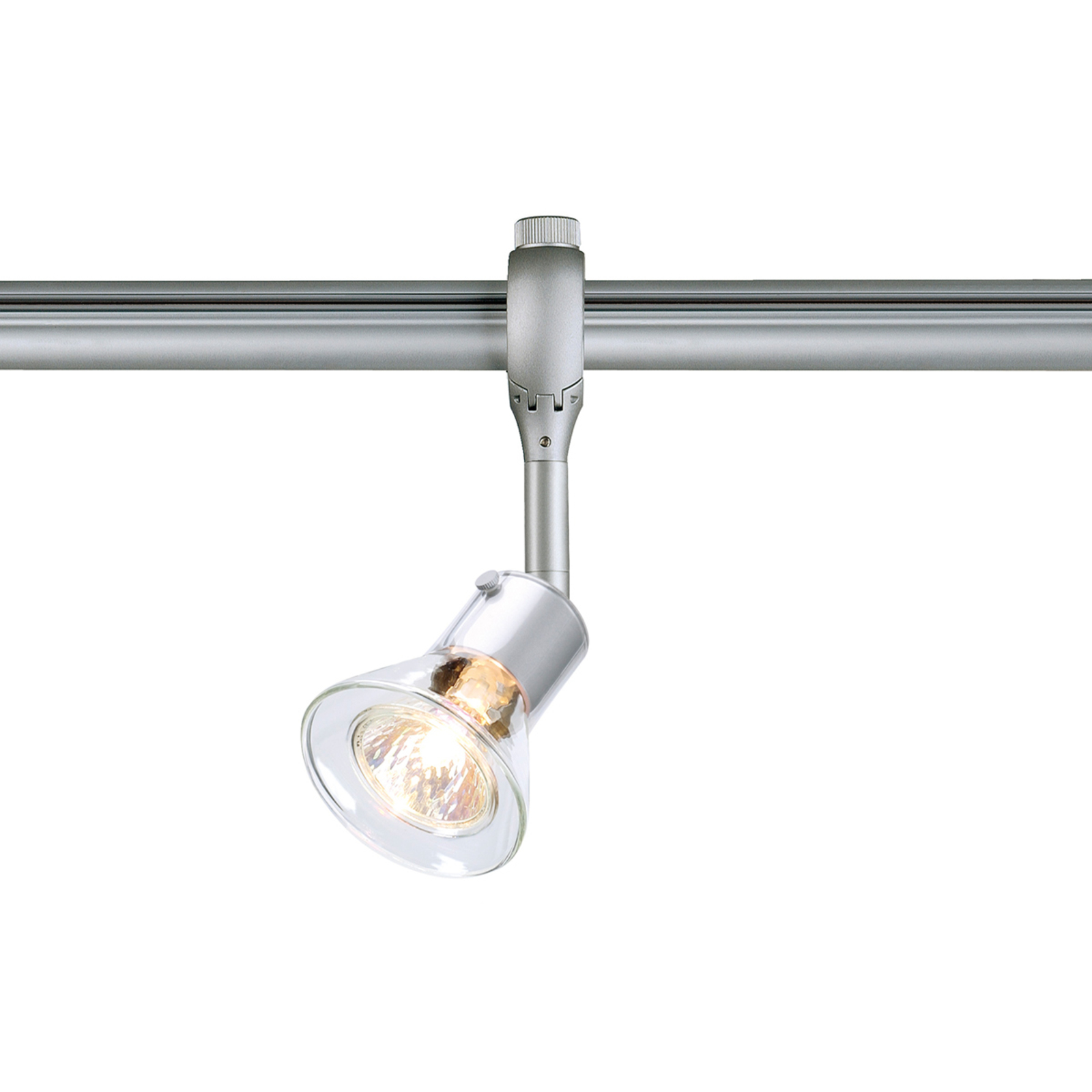 SLV Anila Spotlight for HV Track Light Silvery Grey, for Living / Dining Room, Aluminium, glass, GU10, 50 W, energy efficiency: A++, H: 23.5 cm