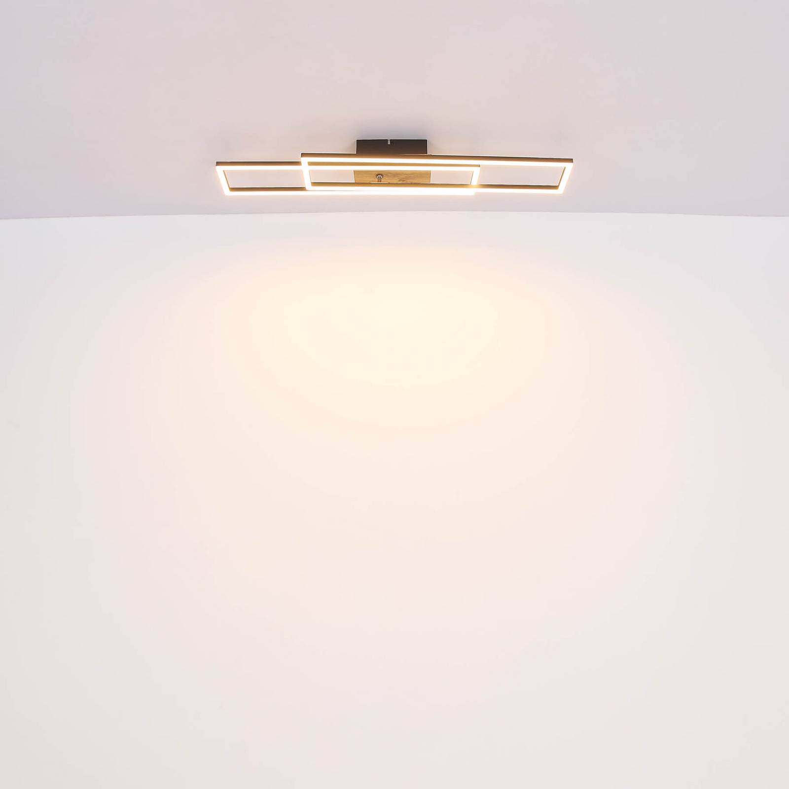 Lampa sufitowa LED Dakari, długość 80 cm, czarny/ciemne drewno