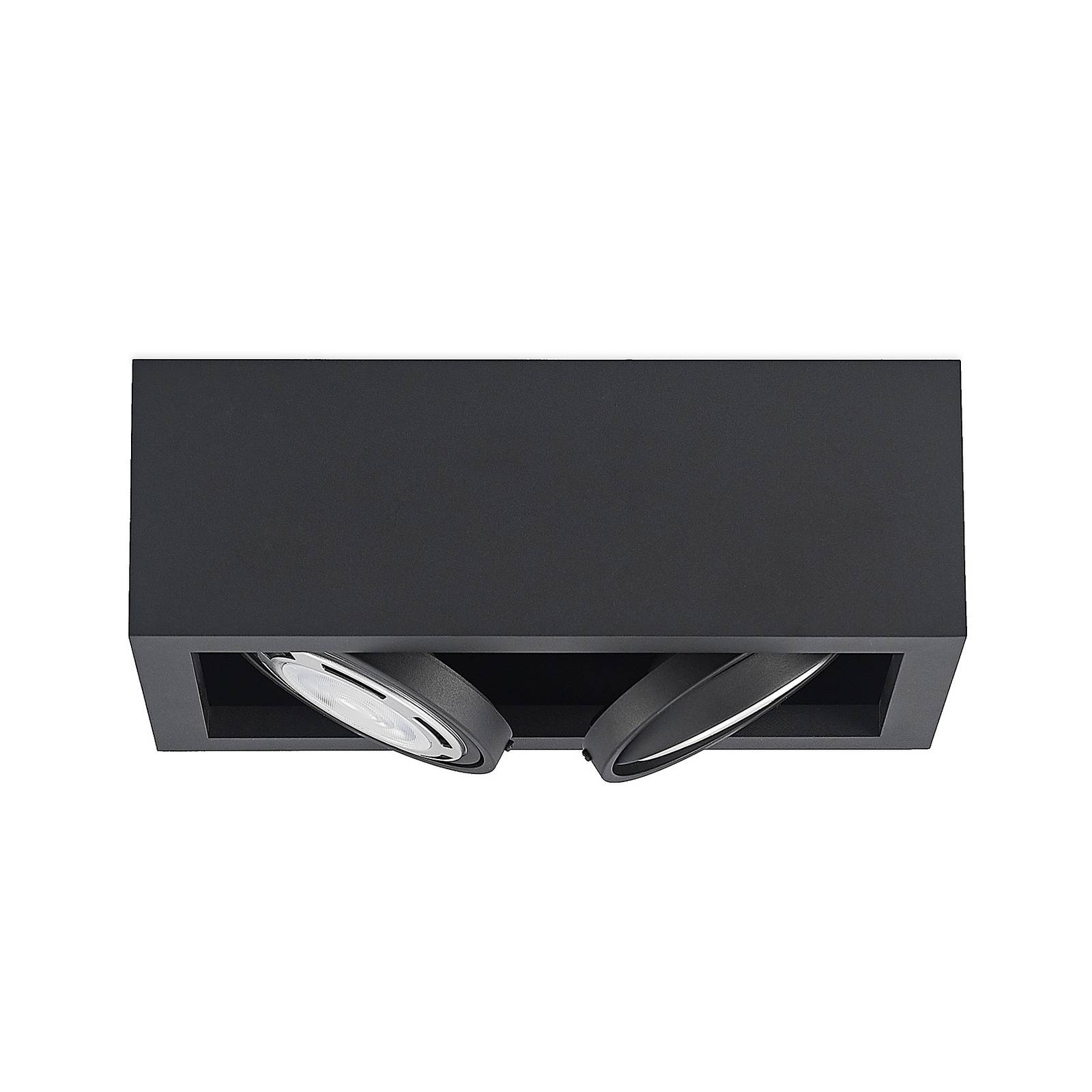 Arcchio Ilina surface-mounted light, 2-bulb, black, for Living / Dining Room, steel, GU10, 20 W, L: 34.5 cm, W: 19 cm, H: 12 cm