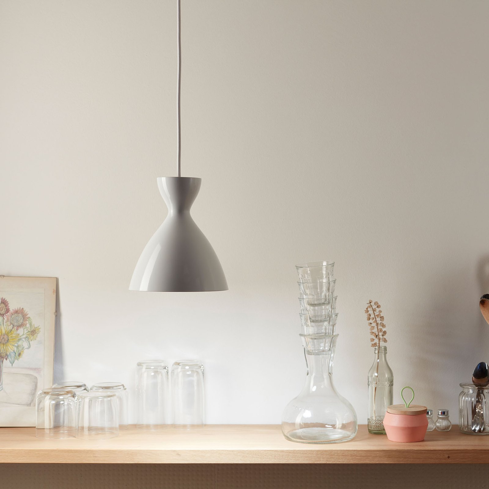 NYTA Nyta Pretty small pendant lamp 3m, glossy white, for Living / Dining Room, steel, E14, 40 W, energy efficiency: A++, H: 18.1 cm