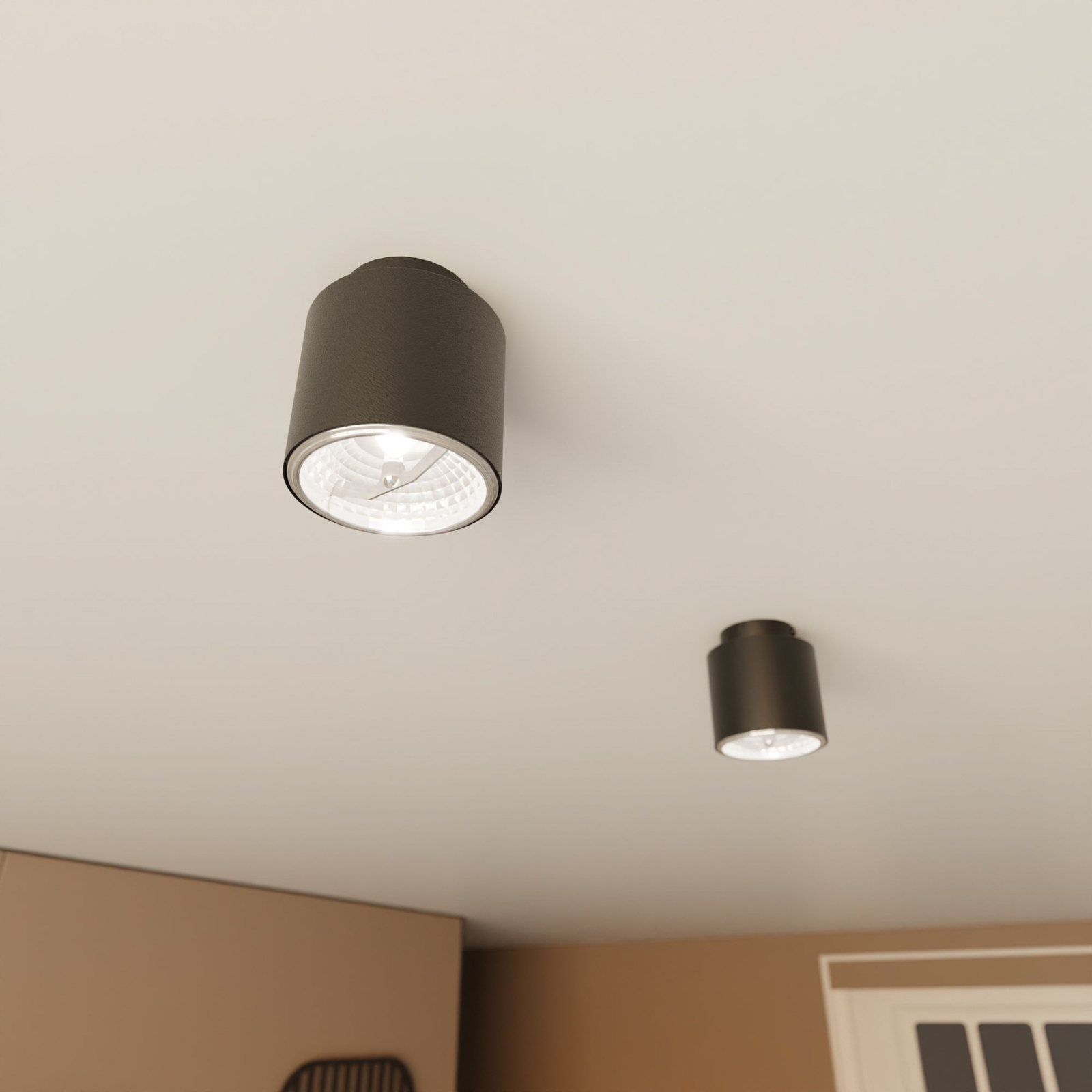Nano ceiling light, black, 1-bulb, metal