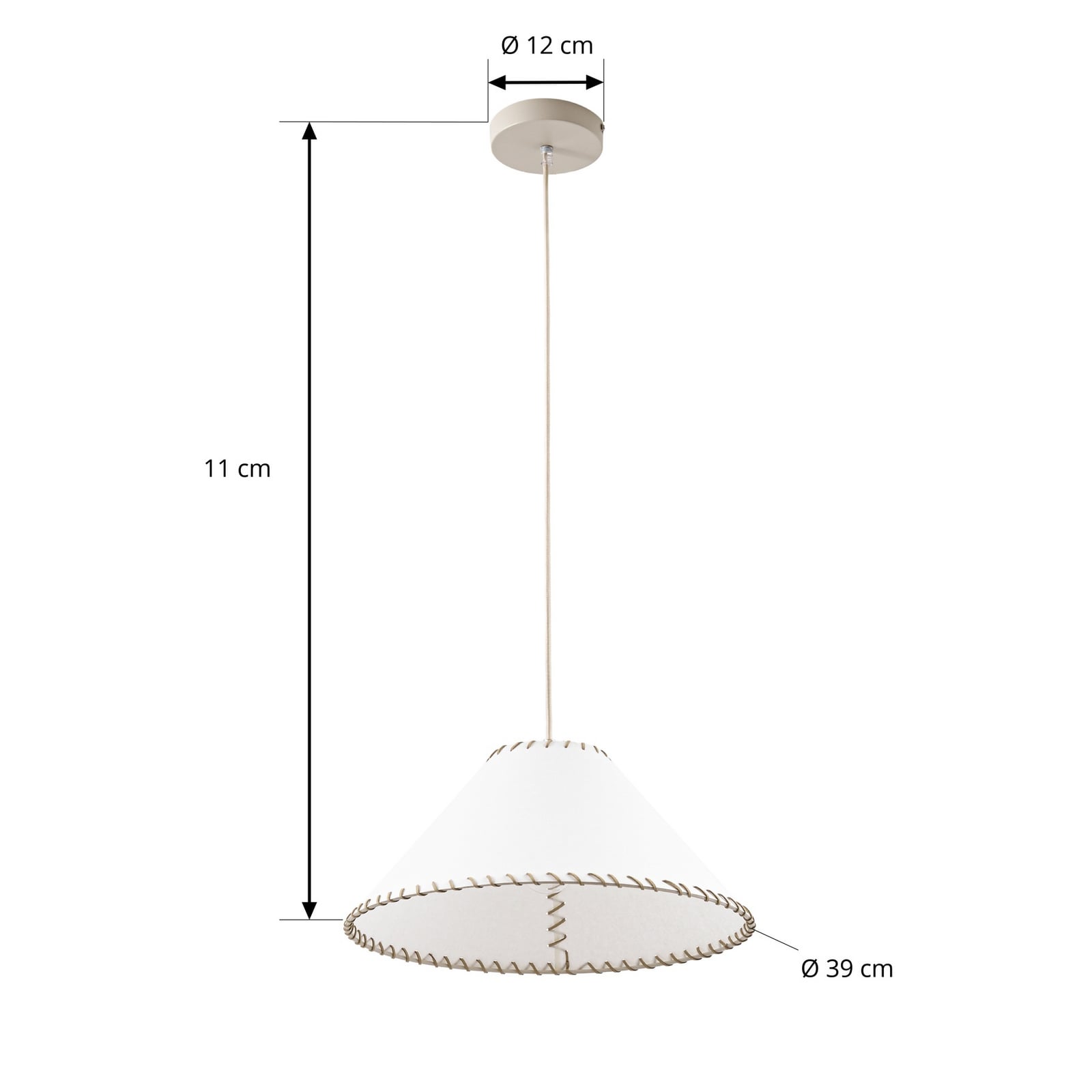Whitt hengelampe, kremhvit, papir, Ø 39 cm, E27 – Nola