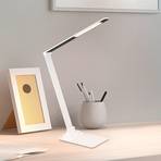 Lampada da tavolo LED Travis, bianca, CCT, dimmerabile, touch, USB