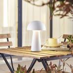Nabíjateľná stolová lampa Lindby Zyre LED, biela, IP44, dotykový stmievač