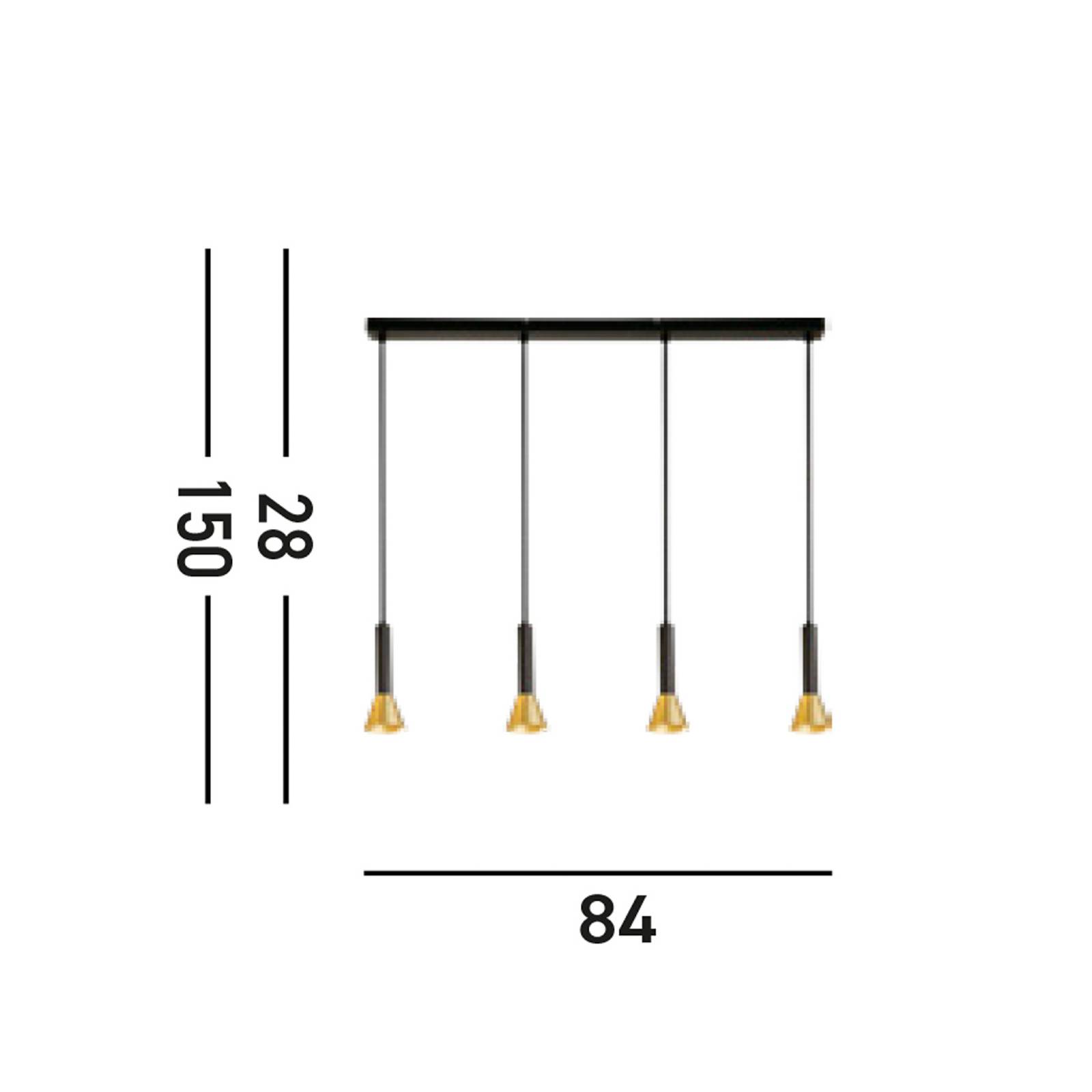 Żyrandol Signal, długość 84 cm, czarna/złota, metal