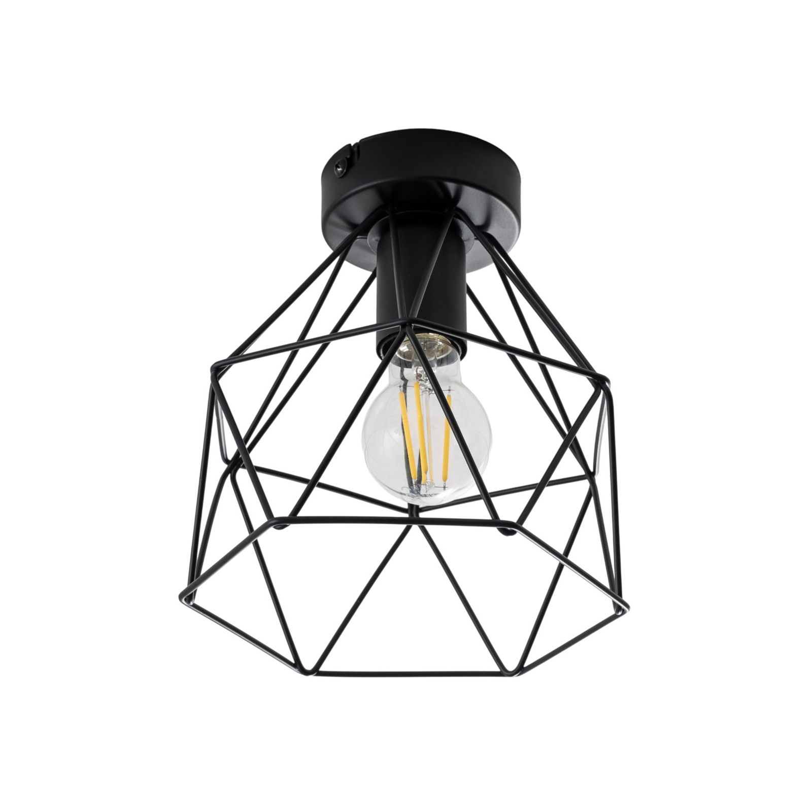 Lampa sufitowa Patara, czarna, Ø 20 cm, klosz siatkowy, metal