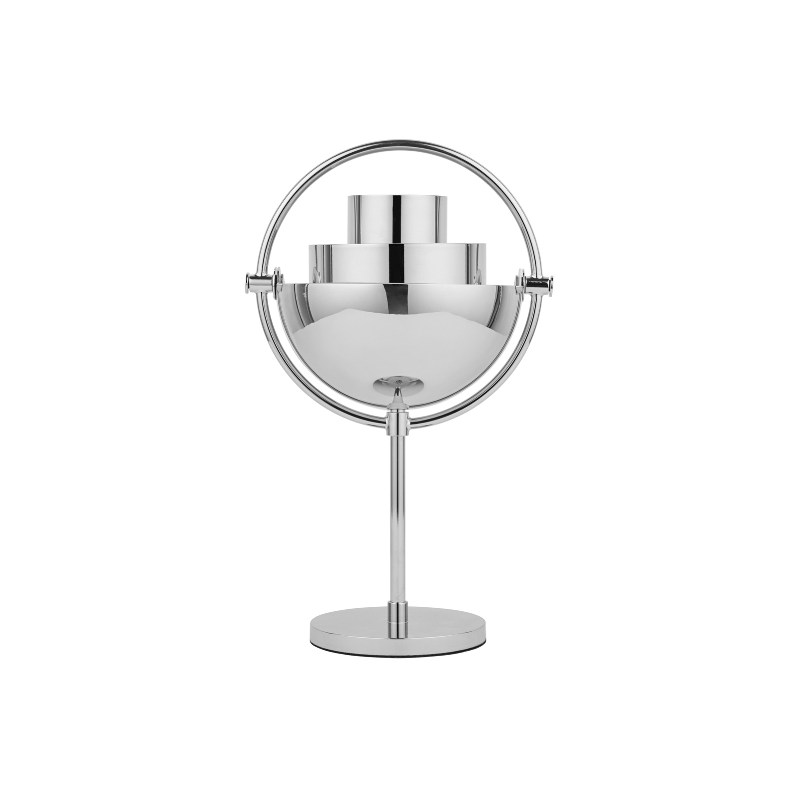 Nabíjecí stolní lampa GUBI Multi-Lite, výška 30 cm, chrom/chrom