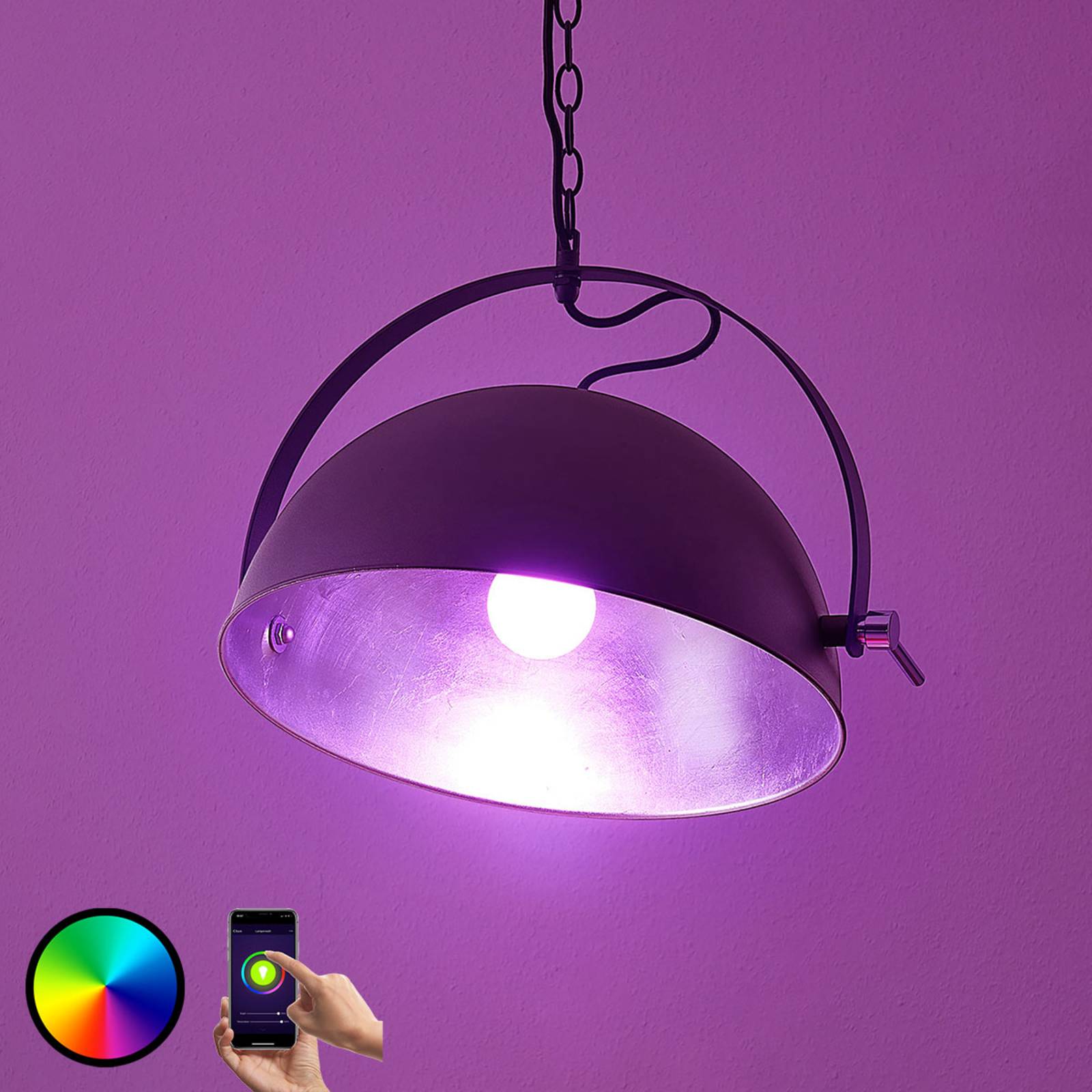 Lampa wisząca LED Muriel WiFi czarna/srebrna