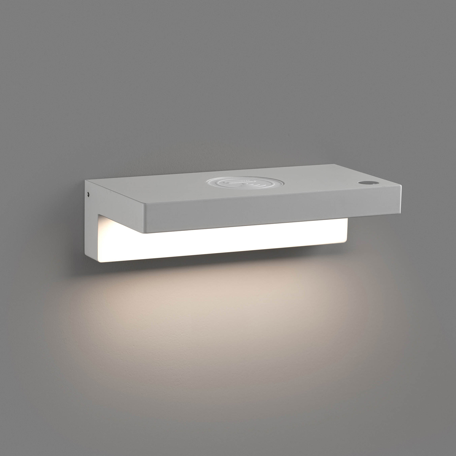 LED-Wandlampe Well, USB+Wireless Charger, weiß
